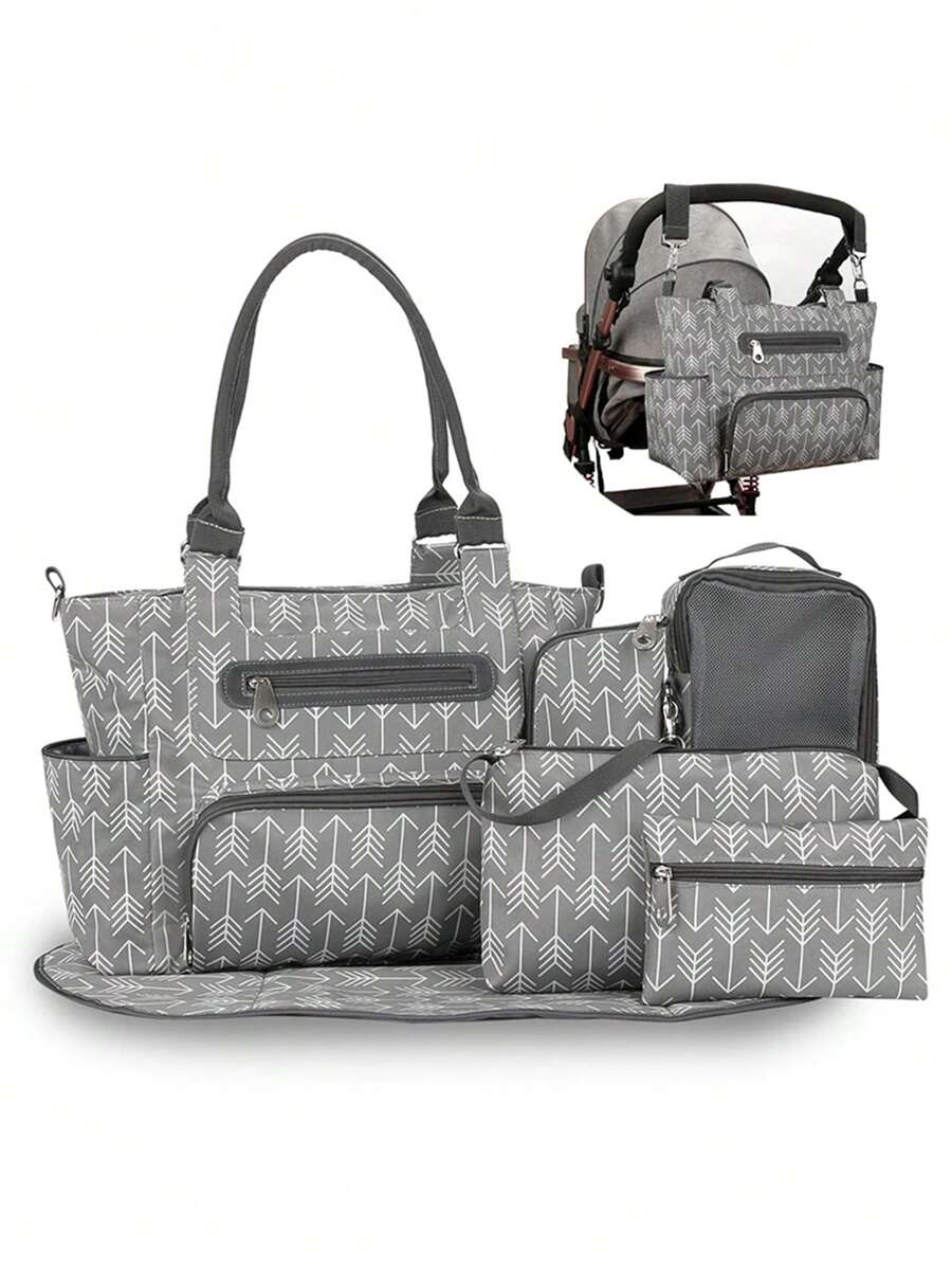 7件套婴儿车包、单肩包、手提包、多功能大容量尿布包，适合妈妈和宝宝
