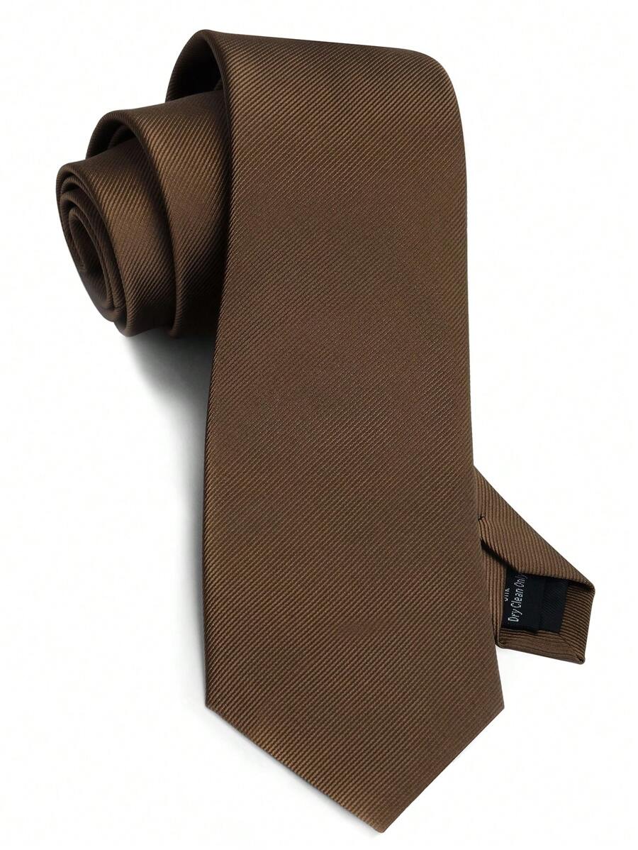 1pc Men's 8cm Brown Twill Necktie For Wedding, Party And Events CasualMen Necktie - Brown - View 1