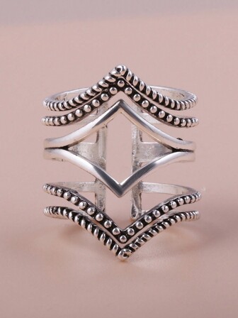 1pc Textured Layered Cuff Ring Copper Jewelry