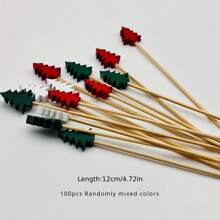 100入/袋4.72英寸聖誕樹竹簽和水果,派對用品(隨機混色) - 彩色 - 查看 4