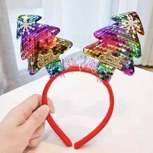 1入女童彩色聖誕節發箍,可愛的聖誕樹公主女孩裝扮頭箍配飾,適合聖誕節使用 - 彩色 - 查看 1