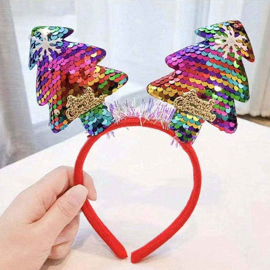 1入女童彩色聖誕節發箍,可愛的聖誕樹公主女孩裝扮頭箍配飾,適合聖誕節使用 - 彩色 - 查看 1