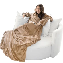 Tv Blanket With Sleeves, Wearable Blanket With Super Soft & Comfortable & Warm Sleeves For Watching Tv Or Relaxing - Orange - View 1