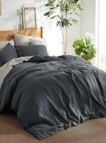 Bedsure Valentine's Day Linen Duvet Cover - Linen Cotton Blend Duvet Cover Set, 2/3 Pieces, 1 Duvet Cover And 1/2 Pillowcase, For Spring Decor, Wedding Decor, Easter Decor, Room Decor, Home Decor - 深灰色 - 查看 1