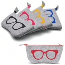 1入布質拉鍊眼鏡包,多功能太陽眼鏡包,女士和男士的眼鏡配件,這款時尚的毛呢眼鏡包可升級您的眼鏡!迷你化妝包