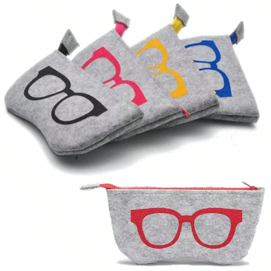 1入布質拉鍊眼鏡包,多功能太陽眼鏡包,女士和男士的眼鏡配件,這款時尚的毛呢眼鏡包可升級您的眼鏡!迷你化妝包