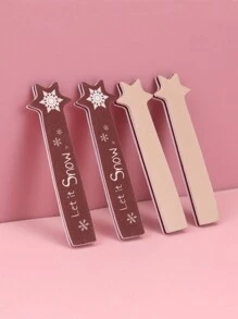 4入組聖誕主題雙面240砂紙海綿甲板檔,適用於天然與假指甲 - 彩色 - 查看 2