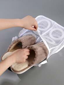 1個防變形鞋洗工具，鞋洗袋，洗衣機保養袋，家庭懶人洗鞋袋，可機洗襪子鞋子內衣洗衣袋網袋 - 白色 - 查看 6