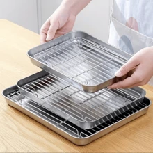 1 Set Stainless Steel Baking Sheet With Rack Set Cookie Sheet With Cooling Rack & Heavy Duty & Easy Clean
