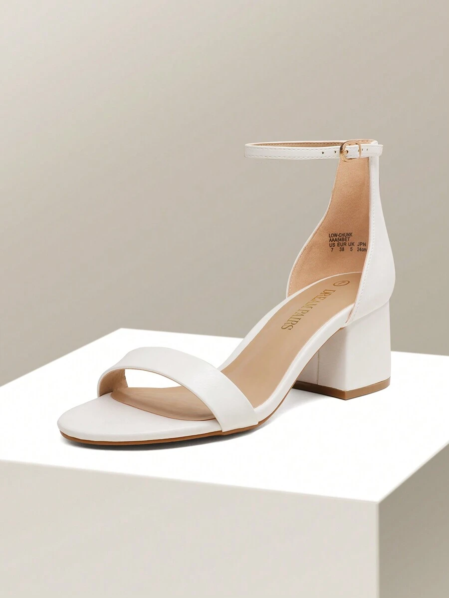Women Low Heel Pump Sandals Open Toe Dress Shoes Ankle Strap Chunky Block Heeled Sandals For Autumn Prom Wedding Party Daily Wearing - trắng - Xem 1