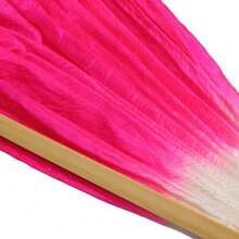 民間藝術玫瑰絲綢面紗竹短跳舞扇,適用於肚皮舞