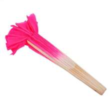 民間藝術玫瑰絲綢面紗竹短跳舞扇,適用於肚皮舞