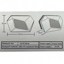 PowerMotor Motorcycle Riding Backpack With Eye-shaped Led Light And App Control, Waterproof Hardshell Shoulder Bag For Travel, Unisex Black - Black - View 6