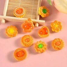 10入組隨機圖案模擬迷你可愛烘焙曲奇甜點扁呈形魅力,可用於diy剪貼簿、髮夾、手機殼工藝配件、diy珠寶製作 - 彩色 - 查看 2