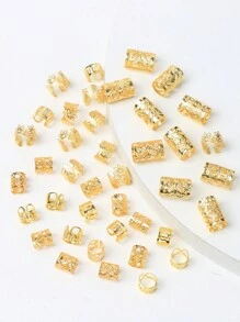 40 piezas Juego de anillos para el cabello en tono dorado, pasadores para el cabello de estilo veraniego y vacaciones, accesorios para el cabello, decoración para trenzas, adecuados para la calle, fiestas, Halloween, gótico, Y2K, otoño, estilo bohemio - Dorado - Ver 2