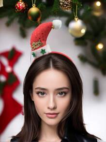 1頂女士時尚可愛的角形聖誕帽聖誕節發帶頭飾,適用於表演派對裝飾