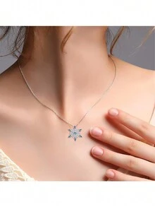 1pc Women'S Necklace With Snowflake Pendant Perfect Gift For Christmas, Valentine'S Day, Birthday, Mother'S Day Simple And Elegant Design Suitable For Any Outfits Packaged In Jewelry Gift Box Ideal Gift For Wife, Girlfriend, Mom, Daughter, Girls, Women - mom card yellow box - View 3