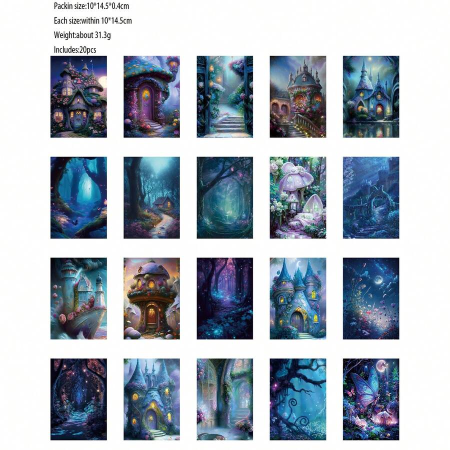 夢幻森林系列浪漫剪貼簿裝飾材料,每包20張紙 - 紫色 - 查看 1