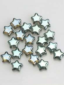 50pcs/Pack 8mm Center Hole Electroplated Glass Pentagram Beads, DIY Jewelry Accessories For Necklace, Bracelet, Earrings