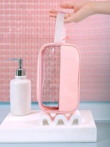 1 件装 透明 PVC 化妆包 化妆工具防水 便携式拉链化妆收纳包 简约 女士浴室洗漱包 妈妈礼物 沙滩包 沙滩必需品 沙滩巾收纳包 沙滩配件 沙滩用品 度假包 夏季度假必备品 - 粉色 - 查看 7