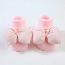 1 đôi Sơ sinh Em bé Vớ Chống trượt Nút bướm Vớ Đối với Học tập Đến - Màu Hồng baby - Xem 1