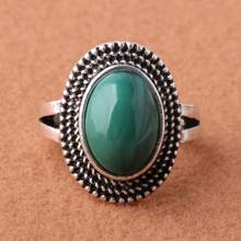 1 件合金镀复古银仿绿松石树脂戒指，多种颜色可选 - 綠色 - 查看 18