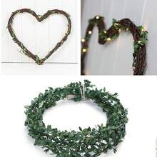 1包50個led綠色花環燈5m/16.4ft,人造花環led仙女燈電池操作,葉燈,藤蔓掛燈適用於臥室,聖誕節,新年,派對,假期,婚禮,露台,訂婚,裝飾 - 綠色 - 查看 9