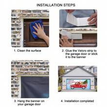 Red Truck Christmas-Christmas Garage Door Decor Mural For Single Car GarageChristmas Garage Door Decorations - 7x16ft 8x16ft Large "Merry Christmas" Garage Door Banner, Outdoor Wall Decor Garage Door Christmas Decorations & Murals, Christmas Garage Door Cover Photo Props, Christmas Decor Outdoor, Christmas Gifts