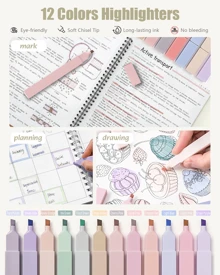 Mechanical Pencils Set 39 PCS Aesthetic School Supplies With Cute Pen Case, 12 Pastel Highlighters, 5 Black Ink Gel Pens, 6 Mechanical Pencils Set 0.5 & 0.7 Mm For Students College Essentials - 粉色 - 查看 4