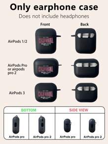 1 个黑色哑光上下盖一体式耳机盒，印有地名，与 Airpods 兼容 - 彩色 - 查看 3