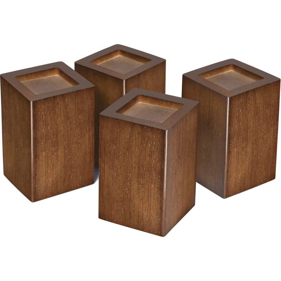 4 inch Furniture Risers Square Bed Risers Set of 4, Heavy Duty Wood Bed