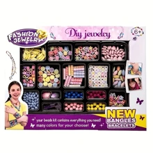 1盒女孩裝扮遊戲玩具魅力手鍊製作套件,包括珠子手鍊、戒指和diy手工藝品,生日禮物套裝,啟發孩子創意-給孩子最好的禮物 - 彩色 - 查看 1
