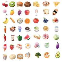 50張/包美食防水diy創意塗鴉貼紙,適用於吉他、滑板、水瓶、桿、頭盔、雪板、筆記型電腦、手機殼、冰箱門、行李箱塗鴉貼紙,完美聖誕禮物