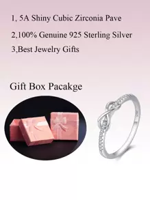 1枚真正的925純銀無限符號微鋪鑽石婚戒,宴會、新娘派對、女性精細珠寶禮物 - 白色 - 查看 4