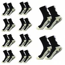 10 Pairs New Thick Towel Bottom Breathable Cushioned Over-the-calf Sports Socks For Men & Women, Suitable For Soccer, Tennis, Basketball, Football, Yoga - Black - View 1