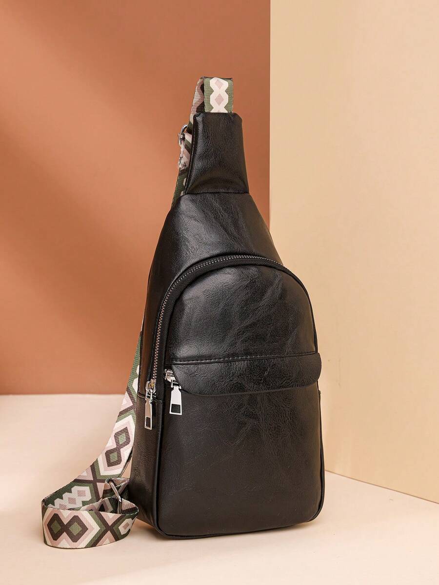 1個胸包斜肩包休閒包肩包多功能輕便防水學校戶外旅行pu皮革休閒學生女同學大學生領工旅行配件