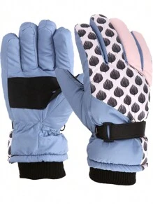 1 双儿童薄款保暖冬季手套，适合寒冷天气的保暖雪地手套，适用于户外运动，适合 3-8 岁男孩和女孩 - 淺藍色 - 查看 1