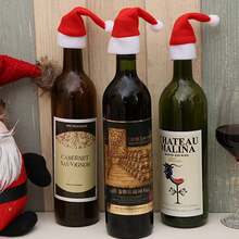 10入組聖誕節裝飾,包括聖誕帽,毛絨帽子,餐具套和酒瓶裝飾