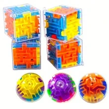 1個隨機選擇的正方體、球體、透明邊的3d迷宮,滾球體,益智玩具,減壓玩具,緩解焦慮的玩具 - 彩色 - 查看 3