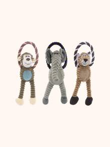 1pc Randomly Selected, Multicolor Plush Chew Toy For Dogs, With Pull Ring, Long Legs, And Elephant/monkey/lion Shaped, Durable For Grinding Teeth - Multicolor - View 4
