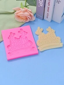 1入組聖誕馴鹿鹿角形矽膠模具,適用於字母設計 - 粉色 - 查看 2