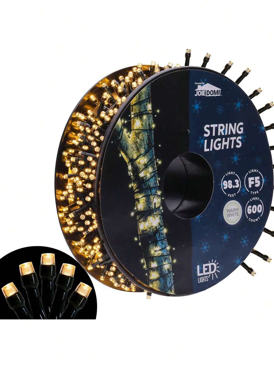 Joiedomi LED Christmas Lights Outdoor, Multi-Colored Christmas Tree Lights With Reel,Green Wire String Lights For Indoor Outdoor Holiday Xmas Decorations - 暖白 - 查看 1