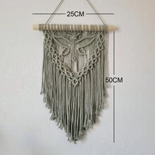 1件波西米亞手織流蘇掛毯,裝飾客廳、臥室、床頭背景牆。