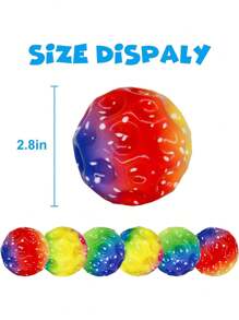 1 个速度球，超高弹跳球，超高弹跳太空球，橡胶弹跳球感官球，提高手眼协调能力，易于抓握和捕捉（彩虹色） - 彩色 - 查看 2
