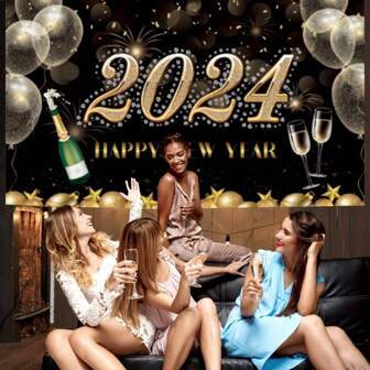 TECHSHARE XtraLarge Happy New Year Banner - 72x44 Inch | Happy New Years Banner for Happy New Year Decorations 2024 | New Years Eve Party Banner for New Years Eve Party Supplies 2024 | NYE Banner 2024