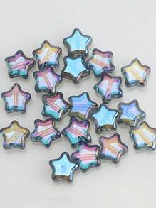 50pcs/Pack 8mm Center Hole Electroplated Glass Pentagram Beads, DIY Jewelry Accessories For Necklace, Bracelet, Earrings