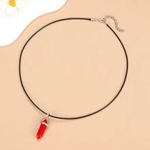 1 件金屬樹脂水晶短吊墜項鍊,適合女士日常佩戴 - 紅色 - 查看 9