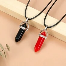 1 件金屬樹脂水晶短吊墜項鍊,適合女士日常佩戴 - 紅色 - 查看 8
