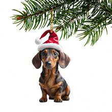 聖誕裝飾,3入組腸型狗造型聖誕樹掛飾,掛飾,亞克力派對裝飾 - 紅色 - 查看 5