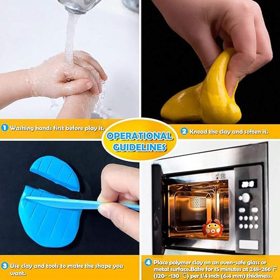 Polymer Clay 24 Colors, Modeling Clay Starter Kits For Kids, Oven Baked